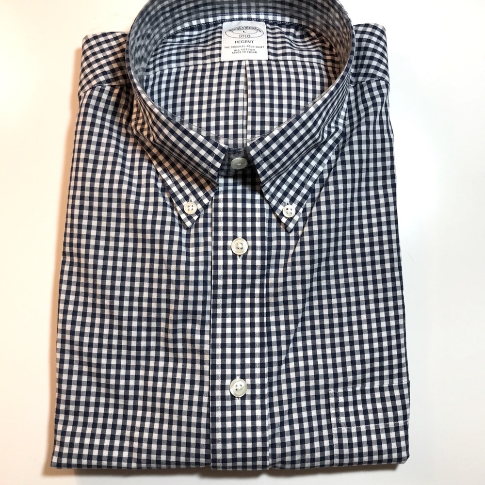 Navy gingham Brooks Brother button down